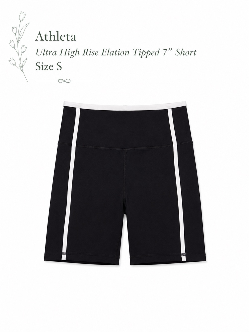 Athleta Black Bike Shorts with White Side Tipping - Picture 1 of 4